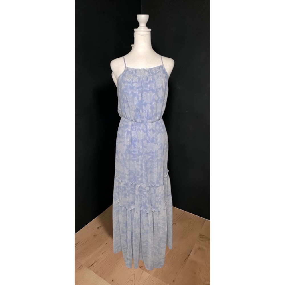 Altar'd State Women's Sleeveless Tiered Blue & White Floral Maxi Dress - Picture 1 of 7